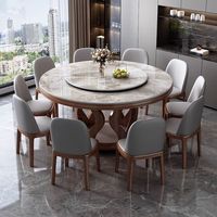 Moderner Italienischer Stil Hochwertiges Minimalistisches Schiefer-Esstisch-Stuhl-Set für den Hausgebrauch Massivholztisch mit Drehbarem Tablett Luxuriös
