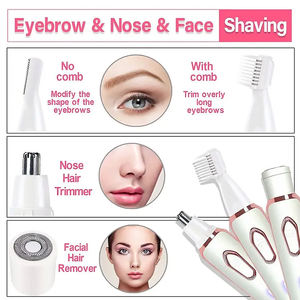 Épilateur Électrique Rechargeable 4-en-1 <span class=keywords><strong>pour</strong></span> Femmes : Rasoir Visage, Tondeuse Nez, Corps et Sourcils - Product Image 3