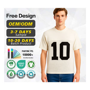 Certification BSCI Fabricant de chandails personnalisés pour hommes Chandail de football en jersey tricoté à manches courtes 100% coton pour le sport décontracté - Product Image 1