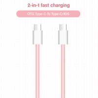 Cable USB C de 60W para Carga Rápida y Transferencia de Datos para Celulares, Cable Multifuncional 2 en 1 con Cordón para iPhone, iPad, Tablets Galaxy