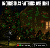 Weihnachts-Laserprojektor 16 Muster Rot Grün RF-Fernbedienung IP65 12V 2A Klasse II für Garten Park Bäume Haus Wand Eingang