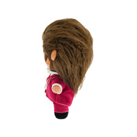 Peluche personnalisée de personnage d'anime, cheveux bouclés bruns, costume rouge, jouet en peluche doux, figurine chibi, cadeau OEM pour les fans