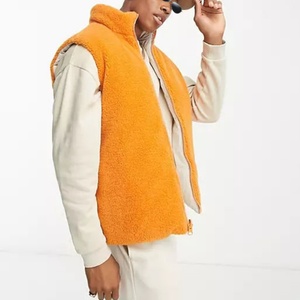 Vestes en polaire sherpa réversibles à fermeture éclair orange et blanche de haute qualité, vestes matelassées courtes, vestes matelassées personnalisées OEM - Product Image 1