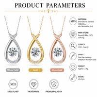Collier en Moissanite, Pendentif Goutte d'Eau en Argent Sterling 925, Couleur D VVS1, 6,5 mm, 3 Couleurs, Bijoux