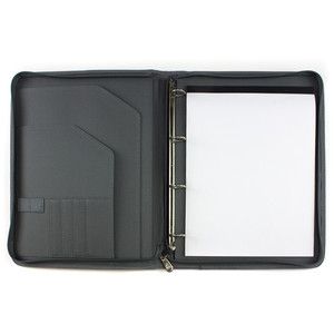 A4 600D Polyester Nylon Vải Padfolio Tổ Chức Vòng Chất Kết Dính với Dây Kéo - Product Image 4