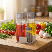 Bouteille Distributrice Unique en Verre pour Huile et Vinaigre, Ensembles de Pots à Salade, Assaisonnements, Sel et Poivre pour Restaurant