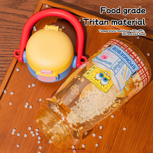 Borraccia in plastica <span class=keywords><strong>SpongeBob</strong></span> SquarePants da 550 ml, simpatica borraccia per bambini ecologica con cannuccia e coperchio, ideale per regali e uso domestico - Product Image 4