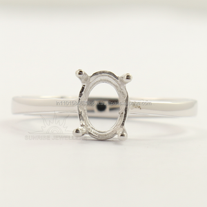 Bague de fiançailles semi-montée en argent sterling 925, mignonne, avec sertissage à griffes ovales de 6x8 mm, pour mariage et fête, toutes tailles - Product Image 1