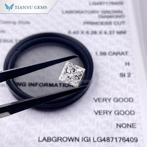 Tianyu Gems 1.59ct H SI2 VG Lab Made Créé Princesse Cut Blanc Diamant Lâche Diamant Cultivé En Laboratoire Avec Certificat IGI - Product Image 5
