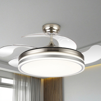 Ventilateur de plafond LED intelligent 36/42/48 pouces avec haut-parleur intégré, design rétractable et télécommande pour la maison et la chambre
