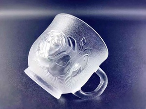 Vendita calda di Alta Qualità di Vetro Smerigliato Tazza di Decorazione di Rosa In Rilievo di Vetro Della Tazza della Tazza per Bere il Caffè/Tè - Product Image 4