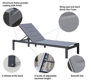 VANRIOS <span class=keywords><strong>Aluminio</strong></span> personalizado sol plegable playa piscina chaise lounge césped junto a la piscina al aire libre Silla de jardín muebles <span class=keywords><strong>con</strong></span> rueda - Product Image 2