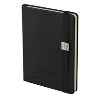 Carnet en cuir PU texturé avec protecteur latéral en métal entouré A5