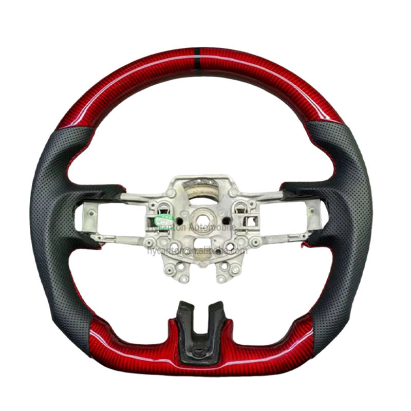 Carbon Fiber perforated Leather red stitching