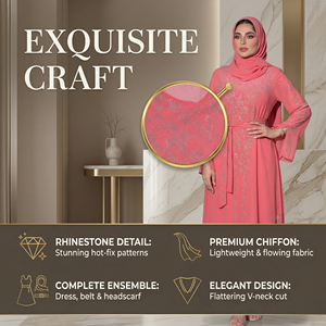 Rhinestone Ramadan Dress for Women Party Abaya Custom Order - Product Image 3