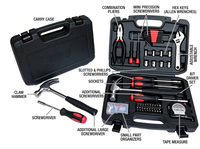 Ensemble d'outils à main en acier au carbone de qualité supérieure, 113 pièces, kit de quincaillerie mécanique durable avec étui de transport portable pour l'exportation