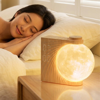 Despertador con Luz de Amanecer, Lámpara de Noche con Forma de Luna, Doble Alarma, Función de Repetición, 10 Opciones de Sonido y Efectos de Color para Dormitorio