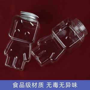 ขวดนมชาและน้ำผลไม้ลายการ์ตูน, แก้ว PET รูปหุ่นยนต์ 500 มล., แก้วนมชาสไตล์จางเสี่ยวฮวา, ขวดเครื่องดื่มแบบใช้แล้วทิ้ง - Product Image 3