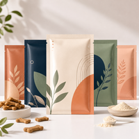 Pochettes plates métallisées renforcées à trois soudures latérales, imprimées sur mesure, pour l'emballage de friandises et de compléments alimentaires pour animaux de compagnie