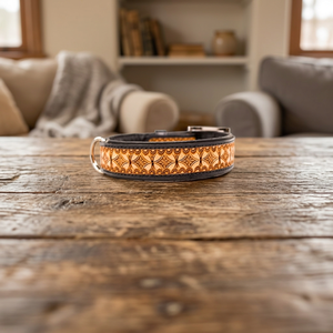 Handmade Highest Quality Genuine Leather Dog <b>Collar</b> With Hand Tooled Design Manufacturer - Product Image 2