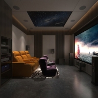 Conception de cinéma maison haut de gamme - Plafond coloré sans joint avec motif ciel étoilé - Équipé d'un plafond étoilé et de haut-parleurs