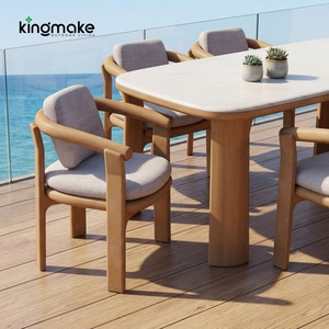 Meubles de jardin modernes de Foshan, table de jardin en <span class=keywords><strong>teck</strong></span> massif de luxe et chaise de salle à manger, <span class=keywords><strong>ensemble</strong></span> de meubles d'extérieur en bois avec coussin - Product Image 1
