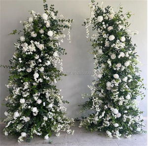 C-322 Nuovo Design Arco Nuziale per Disposizioni Floreali, Struttura a Corno di Bue con Piante Verdi e Campanule Pendenti, Arco in Metallo - Product Image 6