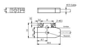 Sensor Fotoeléctrico Miniatura de Reflexión Limitada Serie <span class=keywords><strong>PSW</strong></span>, Distancia de Detección de 25 mm, NPN PNP NO NC con CE - Product Image 3