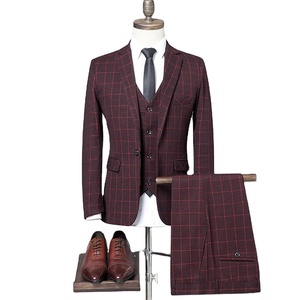 Nuevo <span class=keywords><strong>Traje</strong></span> de Hombre 2026 de 3 Piezas: Blazer, Pantalón y <span class=keywords><strong>Chaleco</strong></span> a Cuadros, Corte Slim, Formal - Product Image 1