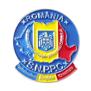 Promozionale di alta qualità su ordinazione Romania pins e morbido smalto pin badge maker