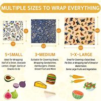 Lot de 9 emballages alimentaires réutilisables en cire d'abeille biologique pour pain, sandwichs, collations, cuisine zéro déchet
