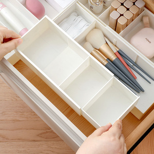 Multifunctional Drawer Organizer <b>Box</b> With Dividers Extendable Compartments For Cosmetics <b>Makeup</b> Storage White Small Size - Product Image 3
