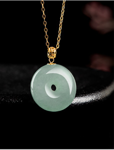 Colgante de <span class=keywords><strong>jade</strong></span> verde y aceite de grado A para mujer, con hebilla, <span class=keywords><strong>oro</strong></span> de 18K, con incrustaciones de <span class=keywords><strong>jade</strong></span>, Donut - Product Image 2