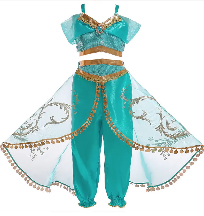 Vestido de princesa jasmín para niñas, disfraz de espectáculo de jasmín de alta calidad, Disfraces de Halloween, gran oferta