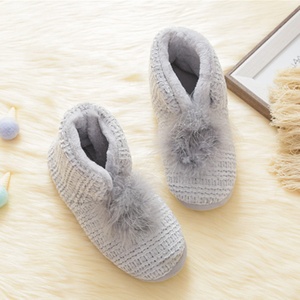 Fashion Feather Decoration Ankle Height Winter Faux Fur Indoor Ladies <strong>Knit</strong> <strong>Boots</strong> - Product Image 5