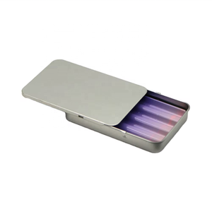 Child Resistant Silver Sliding Tinplate Tin Box Custom Embossing Printing for 4-Pack Rolls Pills Medicine Condoms Eco-Friendly