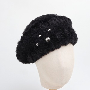 Boina de Piel Sintética con Bordado de Cuentas, Gorro Cálido de Invierno para Mujer, Estilo Casual 2024 - Product Image 2