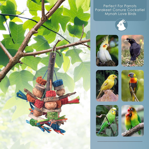 Pappagallo per animali domestici gabbia Rattan giocattoli uccelli oscillanti appese palle di canna a sfera cilindro corda di cotone per pappagallini parrocchetti cacatua - Product Image 6