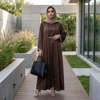 Robes Abaya Ouvertes Élégantes et Modestes, Couleur Unie, Cardigan Perlé, Kimono, Robe Longue Jubah pour l'Aïd Musulman, Vêtements Arabes Islamiques