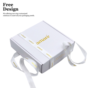 Đồ trang sức sang trọng verpackung lá vàng dập nóng nước hoa trắng cosmétique đồ trang sức giấy vận chuyển bao bì hộp với Ribbon - Product Image 4