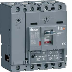 HHS101JC ปรับแต่งได้ด้วยชุดเบรกเกอร์แบบหล่อขึ้นรูป Hagers รุ่น h3+ P160 LSI 4P 25kA 100A ปรับค่าได้ พร้อมระบบ Neutral - Product Image 1