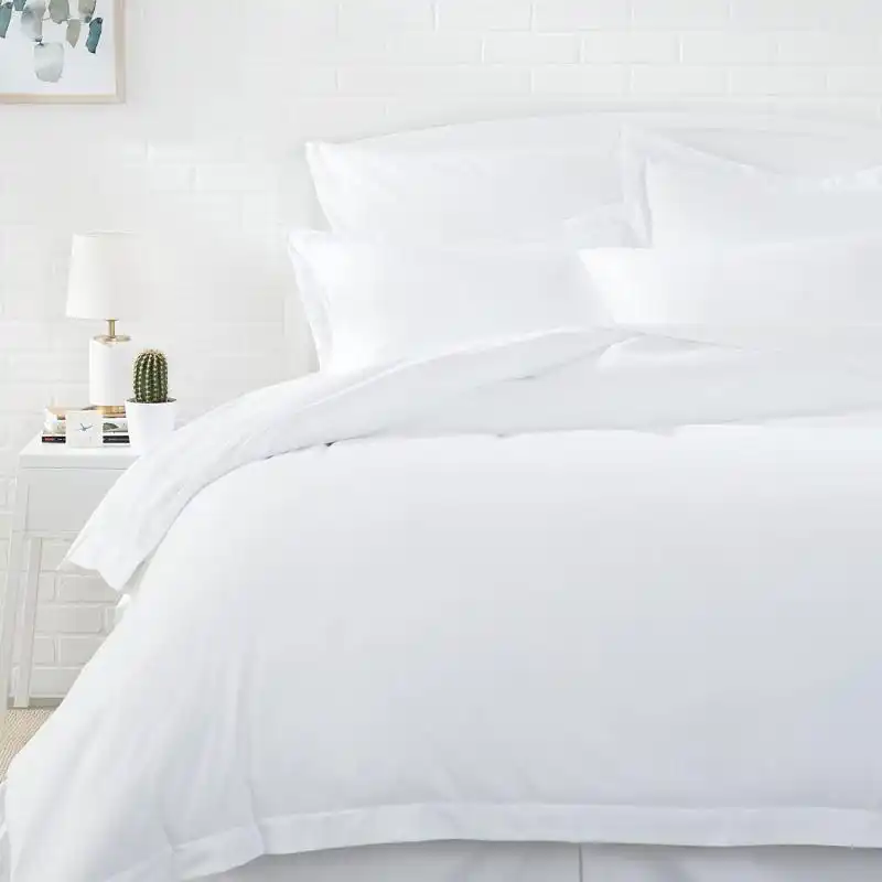 Lujo egipcio de la hoja de cama de algodón blanco Hotel edredón cubierta de cama de conjunto para hoja de cama