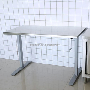 โต๊ะทำงานเชิงพาณิชย์แบบชั้นเดียว ทำจากสแตนเลส 304 ตามหลักสรีรศาสตร์ พร้อมมือหมุนปรับระดับความสูงได้ - Product Image 5