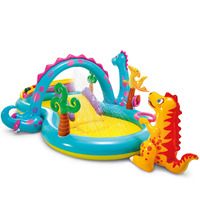 Piscine gonflable pour enfants en forme de dinosaure en PVC avec toboggan et piscine à balles épaissie pour bébés