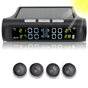 Accessoires de voiture, système solaire de surveillance de la pression des pneus Tpms avec 4 capteurs externes, affichage numérique Lcd, Kit de Diagnostic des pneus