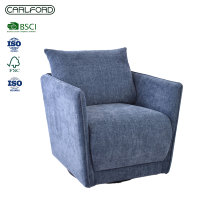 Fauteuil pivotant en tissu bleu moderne CARLFORD, élégant fauteuil d'appoint pour salon, usage domestique, modèle de décoration de salon une place