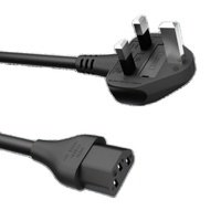Câble d'alimentation CA standard BS1363, prise britannique 3 broches, connecteur IEC C13, câble d'alimentation pour ordinateur 0,5 m/0,8 m/1 m