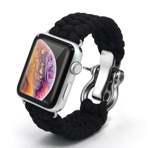 Correa de Paracord para exteriores para <span class=keywords><strong>Apple</strong></span> <span class=keywords><strong>Watch</strong></span>, banda de 38mm, 42mm, 40mm, 44mm, cuerda de nailon tejida para iWatch Series 5 4 3 2 - Product Image 1