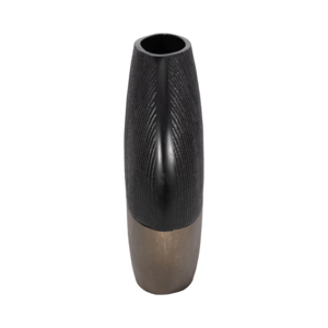 Vaso in ceramica per l'arredamento del soggiorno, vaso decorativo per fiori, per casa, camera da letto, ufficio, espositore rotondo, finitura nera e marrone - Product Image 3