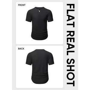 Camisetas activas de verano personalizadas para hombre, Camiseta ajustada con cuello en V para gimnasio, camisetas informales de algodón para entrenamiento atlético con palangre - Product Image 5